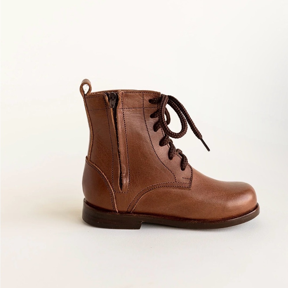 Classic Brown Kids Lace-Up Boots